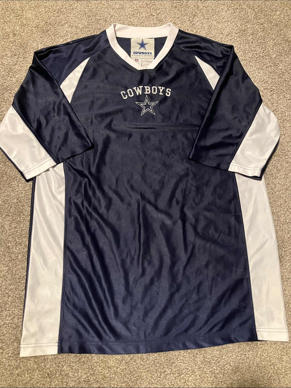 NFL DALLAS COWBOYS AUTHENTIC APPAREL FOOTBALL SHORT SLEEVE JERSEY SHIRT SIZE L